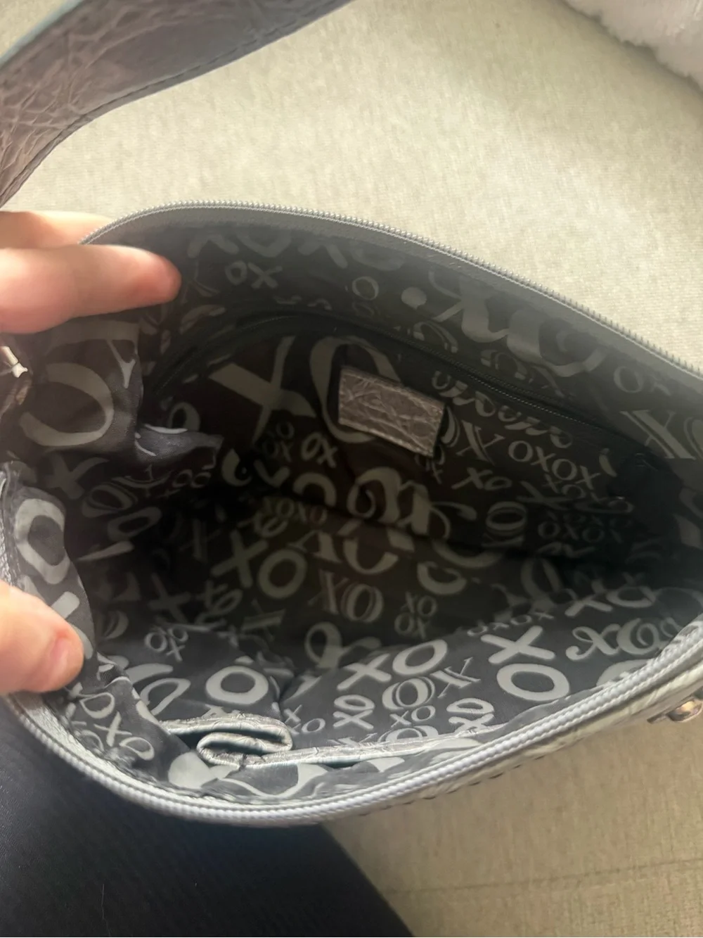 XOXO Gray Croc-Embossed Shoulder Bag